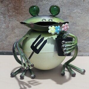 Decorative Metal Frog Figurine Garden Home Ornament